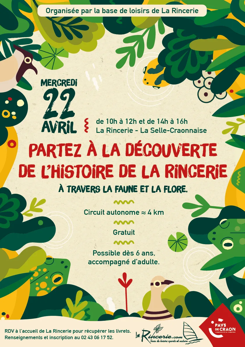 Affiche de l'animation "Partez à la découverte de La Rincerie" du 22 avril 2026